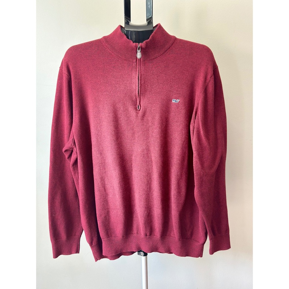 Vineyard Vines Quarter Zip Pullover Mens XXL Red Cotton 1E0349 Old Money